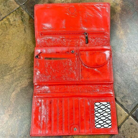 Hobo International Patent Leather Coral Clutch Wallet Purse - Picture 6 of 11